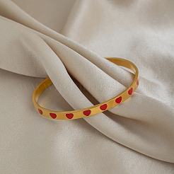 304 Stainless Steel Enamel Red Heart Open Cuff Bangles for Women&nbsp;JS6918