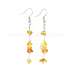 Natural Amber Chip Beaded Dangle Earrings&nbsp;EJEW-JE07092