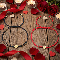 2Pcs Heart 304 Stainless Steel Bead Braided Bead Bracelets&nbsp;LR5598-2