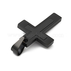 イオンプレーティング（IP）304ステンレスペンダント  クロス  ブラック  31x22x2mm  穴：5x8mm&nbsp;STAS-K091-01B