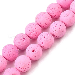 染色された合成溶岩石ビーズの連  ラウンド  パールピンク  10~11mm  穴：1.4mm  約39個/連  11.93''（30.3センチメートル）&nbsp;GG-CBAAE19-07B