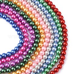 Baking Paint Pearlized Glass Pearl Round Bead Strands&nbsp;HY-Q330-8mm-M