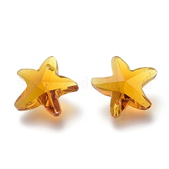カット加工ガラスチャーム  ヒトデ  ゴールド  14x15x7mm  穴：1.4mm&nbsp;GLAA-H101-A-05