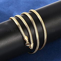 4mm Brass Flat Snake Chain Necklaces&nbsp;KK-F891-21G