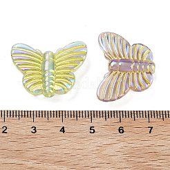 UVメッキレインボー虹色アクリルビーズ  ゴールドライン入り  蝶  ミックスカラー  20x27x6mm  穴：2.2mm&nbsp;OACR-O008-05