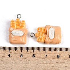 樹脂チャーム  模造食品  プラチナ鉄ループ付き  バゲット  25.5x16.5x5.5mm  穴：2mm&nbsp;RESI-I061-03C