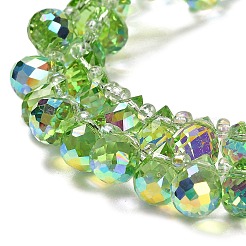 電気メッキガラスビーズセット  ティアドロップ  淡緑色  10~11x8mm  穴：1mm  約93個/連  62cm&nbsp;X-EGLA-D030-17E