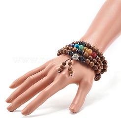 Natural Wood Stackable Beads Bracelets for Men Woman&nbsp;BJEW-JB07022-01