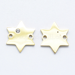 316l サージカルステンレススチール マイクロパヴェ キュービックジルコニア リンク コネクター  スター  透明  ゴールドカラー  15x13x2mm  穴：1mm&nbsp;STAS-K178-19G