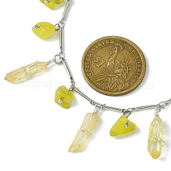 3Pcs 3 Styles Natural Rose Quartz & Natural Olive Jade & Natural Aquamarine Chip Bib Pendant Necklaces&nbsp;NJEW-TA00167