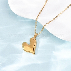 304 Stainless Steel Heart Pendant Cable Chain Necklaces for Men Women&nbsp;NJEW-K308-02C-G