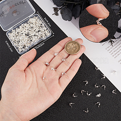 304ステンレススチールボールチープ200個  カロット終了  クラムシェルノットカバー  銀  7x4mm  穴：1.2mm  3mmボールチェーンに適合&nbsp;STAS-BBC0005-79