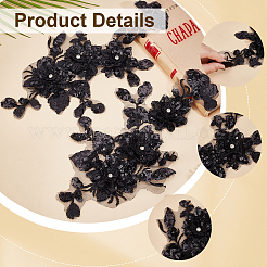 2Pcs 2 Styles 3D Flower Polyester Embroidery Sew on Appliques&nbsp;DIY-CY0001-03B