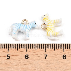 ゼブラ合金エナメルペンダント  ゴールドカラー  ミックスカラー  12x15.5x4.5mm  穴：1.6mm&nbsp;ENAM-P264-05G