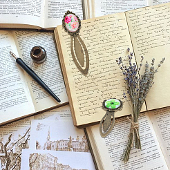DIY Oval & Flat Round Bookmark Making Kits&nbsp;DIY-SC0032-09B