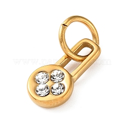 304ステンレススチールラインストーンペンダント  ロックチャーム  ゴールドカラー  ゴールドカラー  13x6.5x2mm  穴：5mm&nbsp;RB-CBA324D-01G-08
