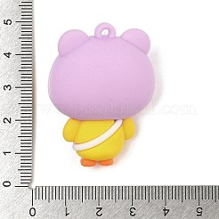 漫画のアヒルの子のプラスチックペンダント  プラチナ鉄ループ付き  プラム  43.5x32x21mm  穴：3mm&nbsp;FIND-R100-03D