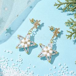Glass Star Stud Earrings&nbsp;EJEW-MZ00256-03