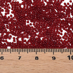 透明チェコガラスシードビーズ15/0個  ラウンド  暗赤色  1.5x1mm  穴：0.5mm  約500 G /袋&nbsp;SEED-N004-004-28