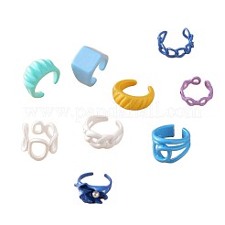 Alloy & Plastic Pearl Cuff Open Rings Set for Girls&nbsp;WG6D6E4-01