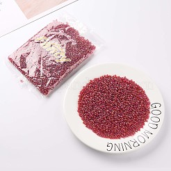 ラウンドガラスシードビーズ  透明色の虹  ラウンド  レッド  6/0  4mm  穴：1.5mm  約4500個/ポンド&nbsp;SEED-A007-4mm-165