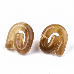 透明樹脂スタッドピアス  天然石風  ステンレス鋼ピンと  渦  サドルブラウン  19.5x17mm  ピン：0.7mm&nbsp;EJEW-T012-01-B02