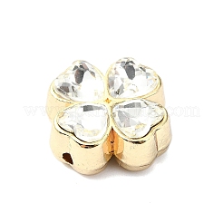 めっき合金ビーズラック  ガラスと  クローバー  透明  16x16x7mm  穴：1.6mm&nbsp;PALLOY-Z004-01G-03