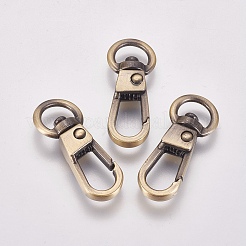 合金回転式ナスカン  スイベルスナップフック  ブラッシングアンティークブロンズ  32x13x6mm  穴：4.5x8mm&nbsp;PALLOY-WH0065-12AB