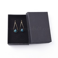天然アパタイトダングルピアス  ラインストーン付き  真鍮のイヤリングフックと厚紙のアクセサリーセットボックス  ティアドロップ  18KGP本金メッキ  36~37x14mm  ピン：0.7mm&nbsp;EJEW-JE03595-05
