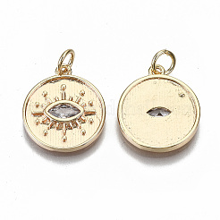 Brass Micro Pave Clear Cubic Zirconia Pendants&nbsp;KK-S356-156G-NF