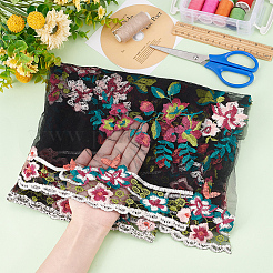 Flower Pattern Embroidered Flowers Polyester Tulle Lace Fabric&nbsp;DIY-WH0409-68
