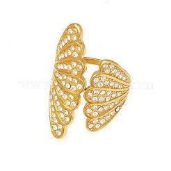 304 Stainless Steel Micro Pave Clear Cubic Zirconia Cuff Open Rings&nbsp;WG89790-01