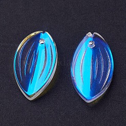 電気メッキガラスチャーム  ABカラーメッキ  花びら  クリアAB  21x12x4mm  穴：1.2mm&nbsp;EGLA-L014-10