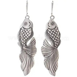 レトロな亜鉛合金製ダングルイヤリング（女性用）  魚  アンティークシルバー  52x14mm&nbsp;FS-WG4D1DF-01