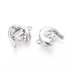 Brass Micro Pave Clear Cubic Zirconia Charms&nbsp;KK-N267-18P