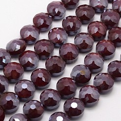 電気メッキガラスビーズセット  パール光沢メッキ  多面カットフラットラウンド  ミックスカラー  14x10mm  穴：1mm  約22個/連  11.8インチ&nbsp;EGLA-J106-M