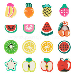64Pcs 16 Styles Fruit & Vegetable Theme Handmade Polymer Clay Beads&nbsp;CLAY-TADJ0001-11