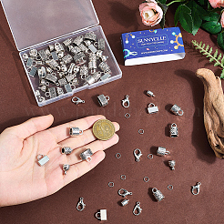 DIYジュエリーファインディングメイキングキット  合金コードエンドとカニカンを含む  真鍮製オープンタイプ丸カン  ミックスカラー  13x8.5mm  穴：2mm&nbsp;DIY-SC0030-38