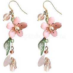 Flower with Teardrop Alloy Resin Dangle Earrings&nbsp;FS-WG8E2A2-01