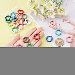 30 個 15 色の亜鉛合金スプリングゲートリング  丸いリング  ミックスカラー  20x3.5mm  7ゲージ  内径：13mm  2個/カラー&nbsp;FIND-PH0006-47