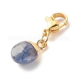 Oval Electroplate Natural Gemstone Pendant Decorates&nbsp;HJEW-JM00586