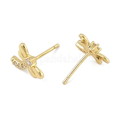 Brass Micro Pave Clear Cubic Zirconia Stud Earrings&nbsp;EJEW-R016-26G-10