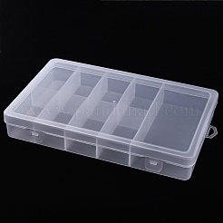 プラスチックビーズ保管容器  9コンパートメントオーガナイザーボックス  長方形  透明  24.5x14.5x3.5cm  コンパートメント：14x6.5x3cm＆6.8x3.7x3cm&nbsp;CON-R014-03