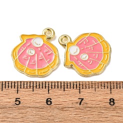 オーシャンアロイエナメルペンダント  ゴールドカラー  シェル形状  18x16x1.5mm  穴：1.8mm&nbsp;ENAM-B041-01C
