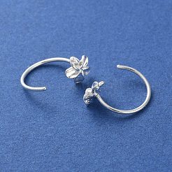 上質なシルバーのプルスルーイヤリング999個  銀  花  12.5x5.5mm&nbsp;EJEW-P296-26D-S