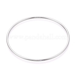 女性用304ステンレススチールプレーンバングル  リング  ステンレス鋼色  0.2cm  内径：2-3/8インチ（6cm）&nbsp;BJEW-N033-02P