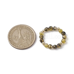 天然瑪瑙ファセットラウンドストレッチ指輪 3 個  女性用真鍮ラウンドビーズ指輪  内径：18mm  3個/セット。&nbsp;RJEW-JR00637
