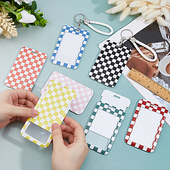 7Pcs 7 Colors Tartan Pattern Plastic Name Card Holder&nbsp;FIND-FH0016-90