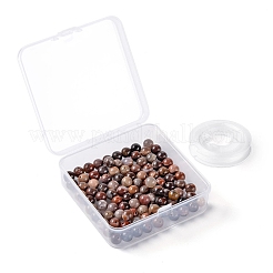 100Pcs 8mm Natural Petrified Wood Round Beads&nbsp;DIY-LS0002-04