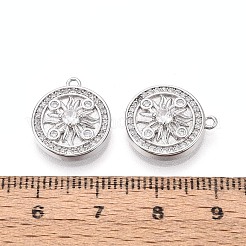Brass Pave Clear Cubic Zirconia Pendants&nbsp;KK-T081-04P